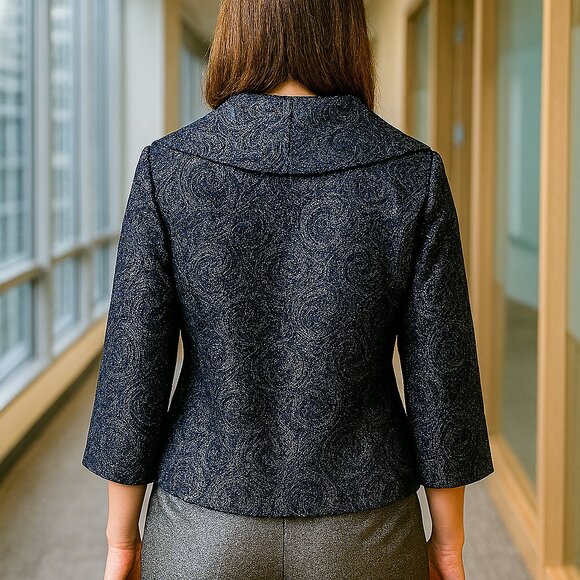 Vintage 90s Elementz Business Blazer Jacket – Medium, Blue with Silver Thread - Picture 6 of 6